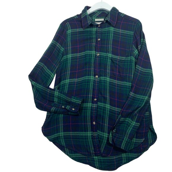 American Eagle Boyfriend Fit Women's plaid  Shirt Sz 100% Coton - Picture 1 of 16